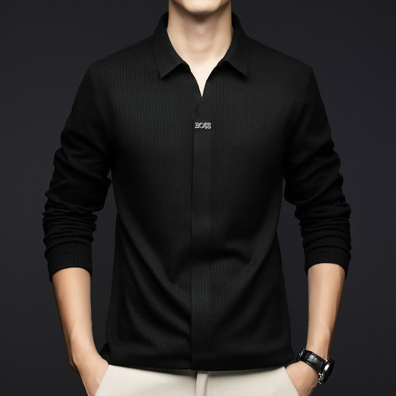 zd274-Spring and autumn men's business casual long-sleeved T-shirt