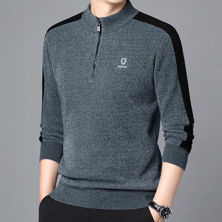 Men's casual long sleeve fleece sweater