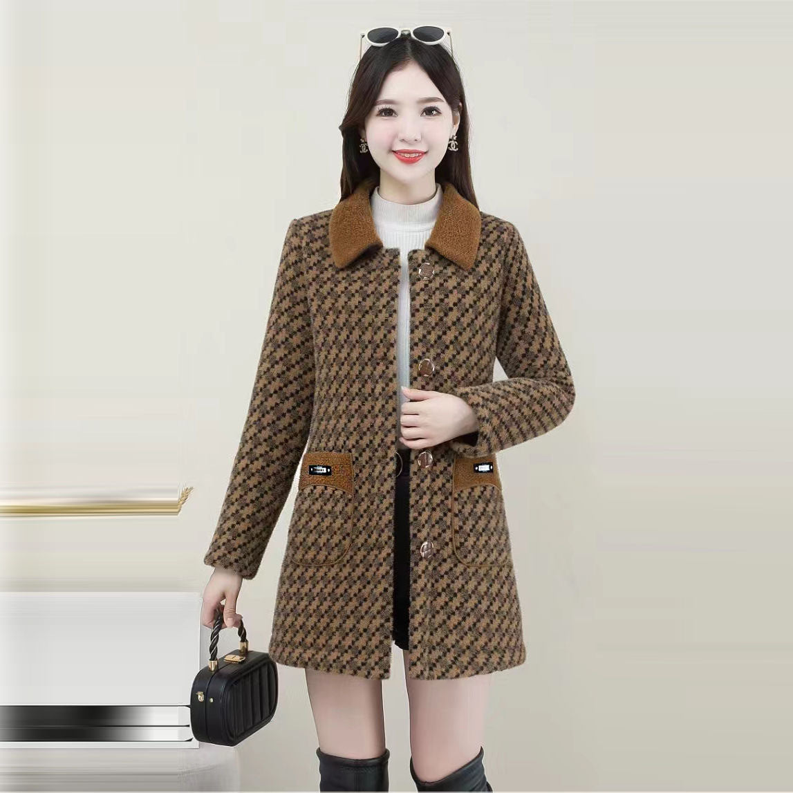 zp505-Women's autumn and winter mid-length fashionable coat