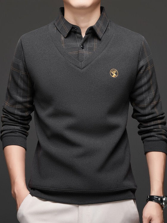 Men's wool and fleece bottoming POLO shirt