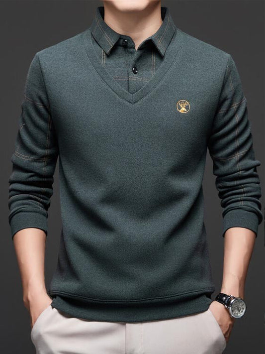 Men's wool and fleece bottoming POLO shirt