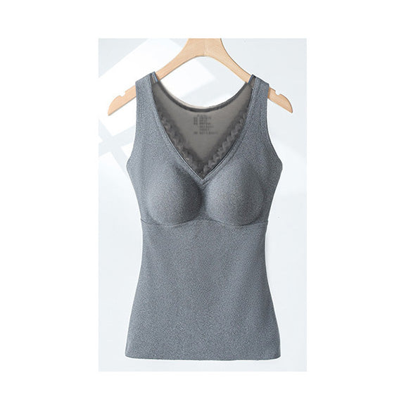 Women's warm underwear vest with chest pad