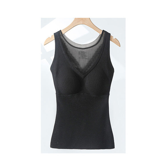 Women's warm underwear vest with chest pad