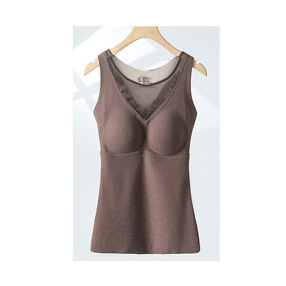 Women's warm underwear vest with chest pad