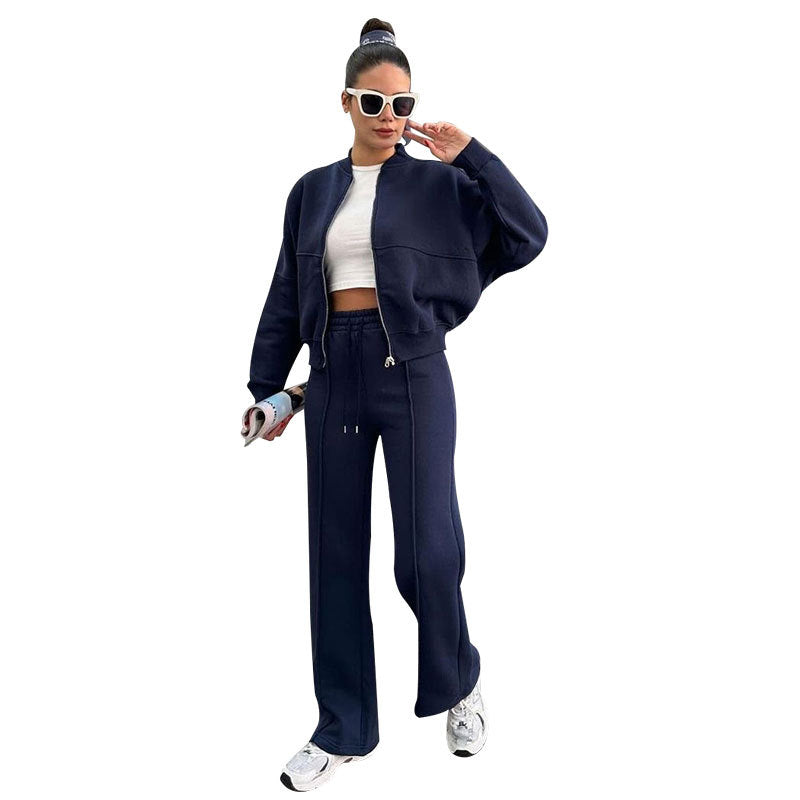 zp484-Fashion casual solid color women's trousers and jacket suit