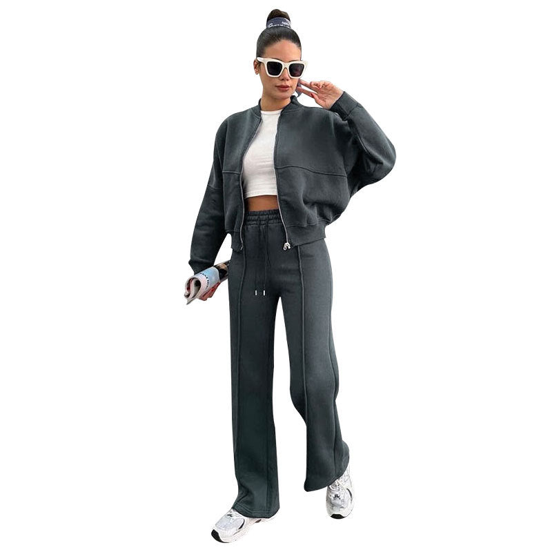 zp484-Fashion casual solid color women's trousers and jacket suit