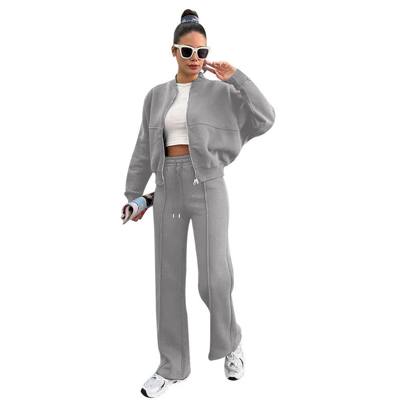 zp484-Fashion casual solid color women's trousers and jacket suit