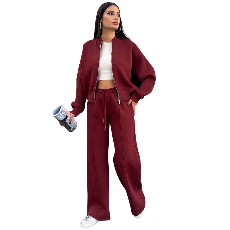 zp484-Fashion casual solid color women's trousers and jacket suit