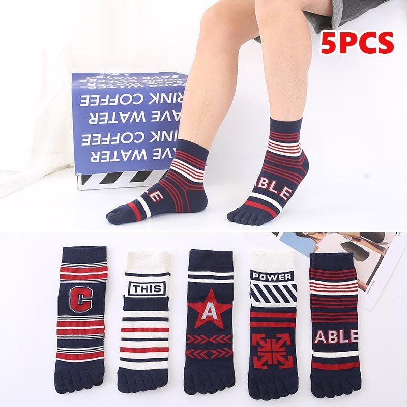 Men's autumn and winter split toe mid-tube cotton socks