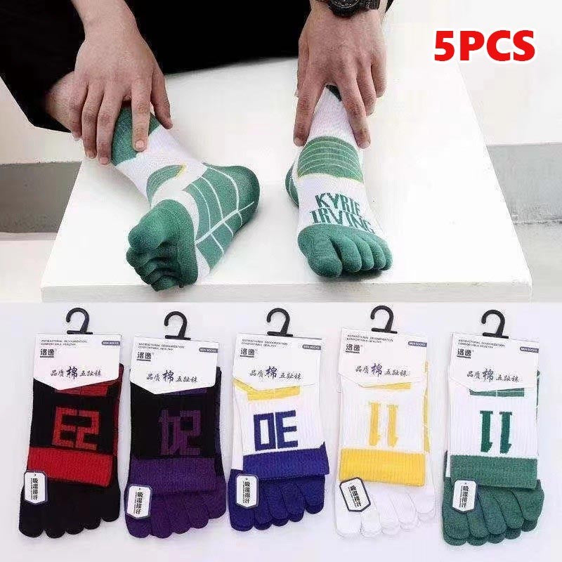 Men's autumn and winter split toe mid-tube cotton socks