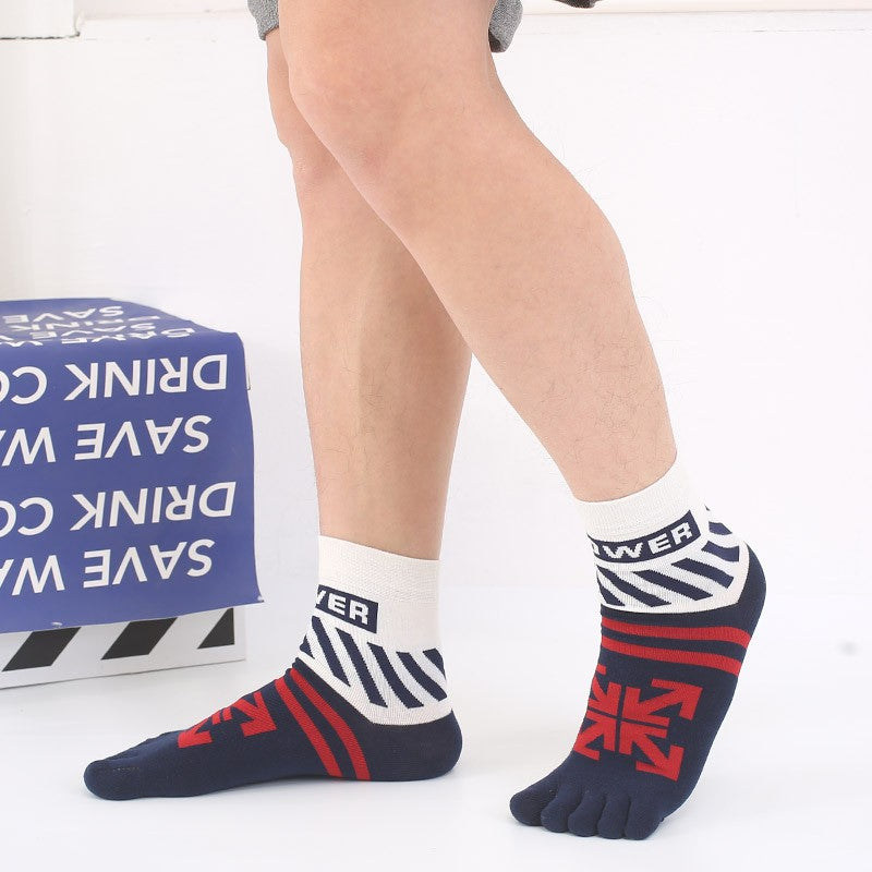 Men's autumn and winter split toe mid-tube cotton socks