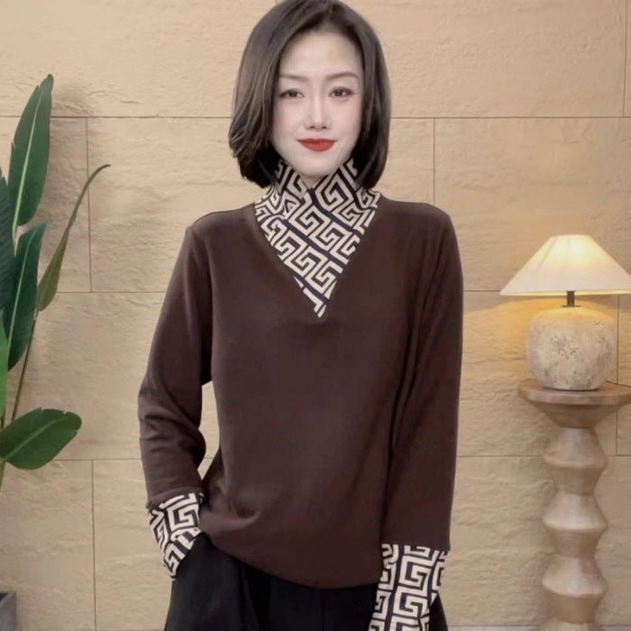 zp488-Winter double-sided velvet half turtleneck bottoming shirt for women