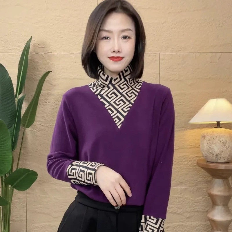 zp488-Winter double-sided velvet half turtleneck bottoming shirt for women