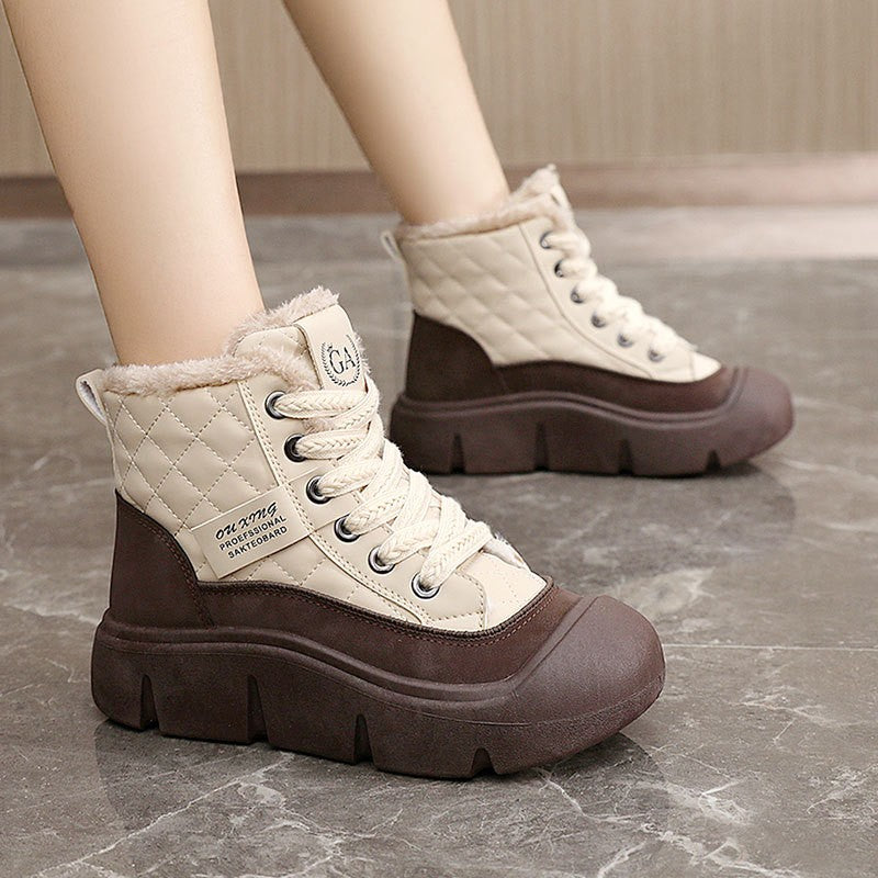 Women's autumn and winter warm high top plus velvet cotton shoes