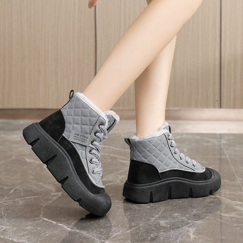 Women's autumn and winter warm high top plus velvet cotton shoes