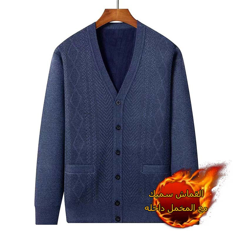 zd267-Men's thickened fleece cardigan jacket