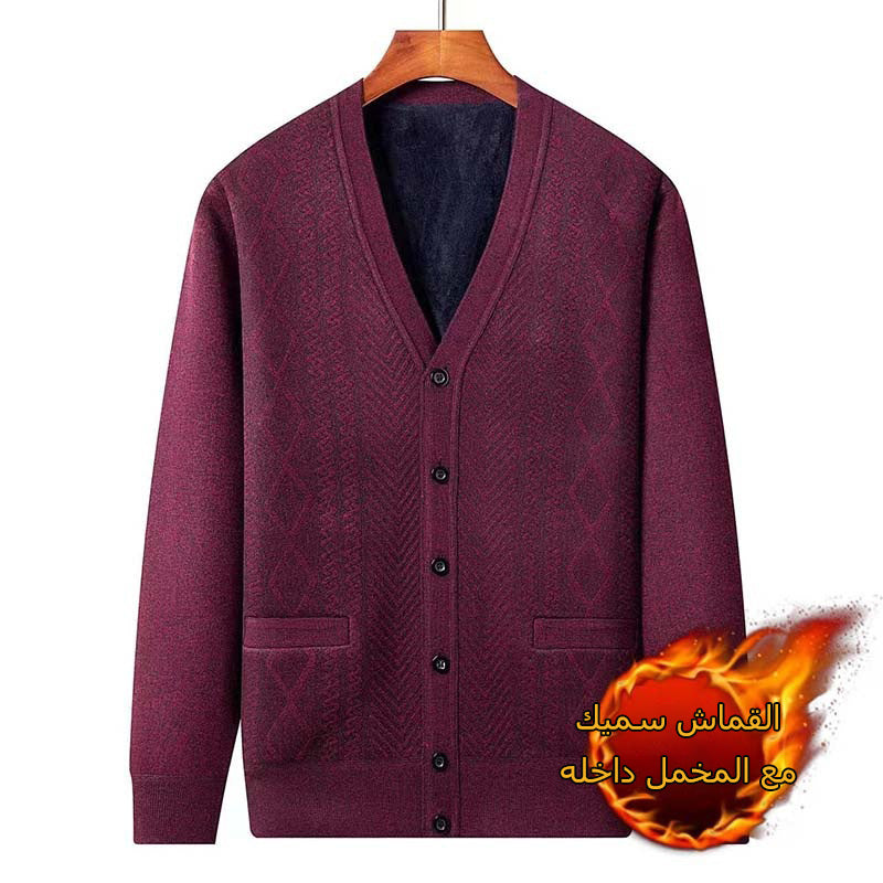 zd267-Men's thickened fleece cardigan jacket