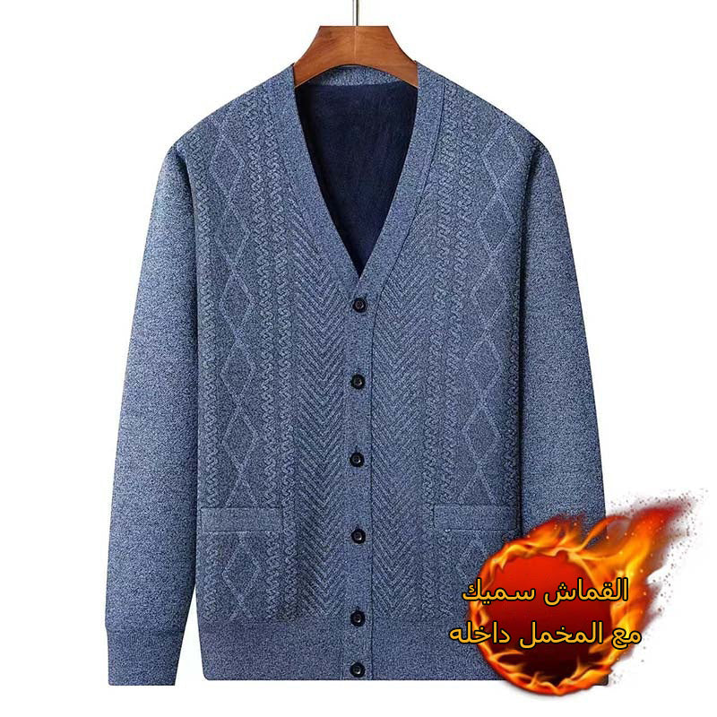 zd267-Men's thickened fleece cardigan jacket