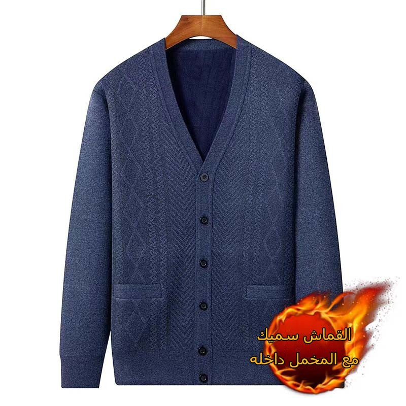 zd267-Men's thickened fleece cardigan jacket