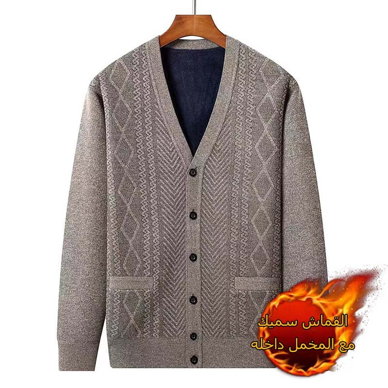 zd267-Men's thickened fleece cardigan jacket