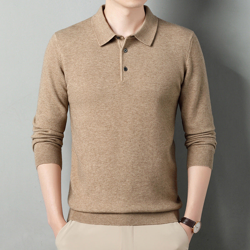 High-grade wool lapel long-sleeved men's sweater