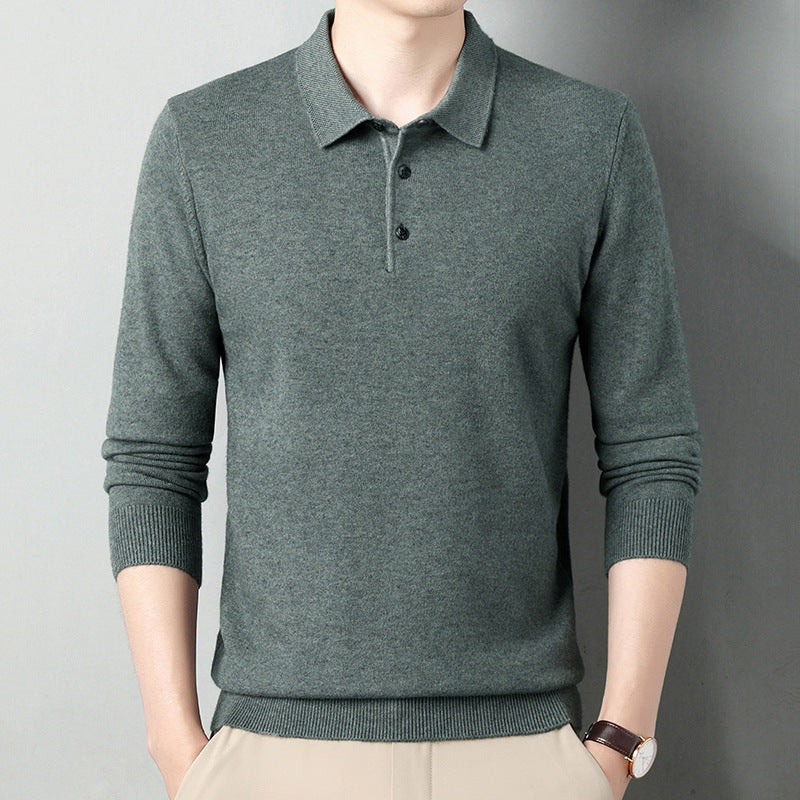 High-grade wool lapel long-sleeved men's sweater