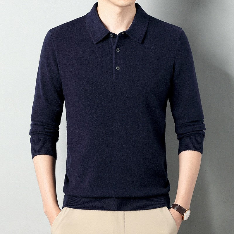 High-grade wool lapel long-sleeved men's sweater