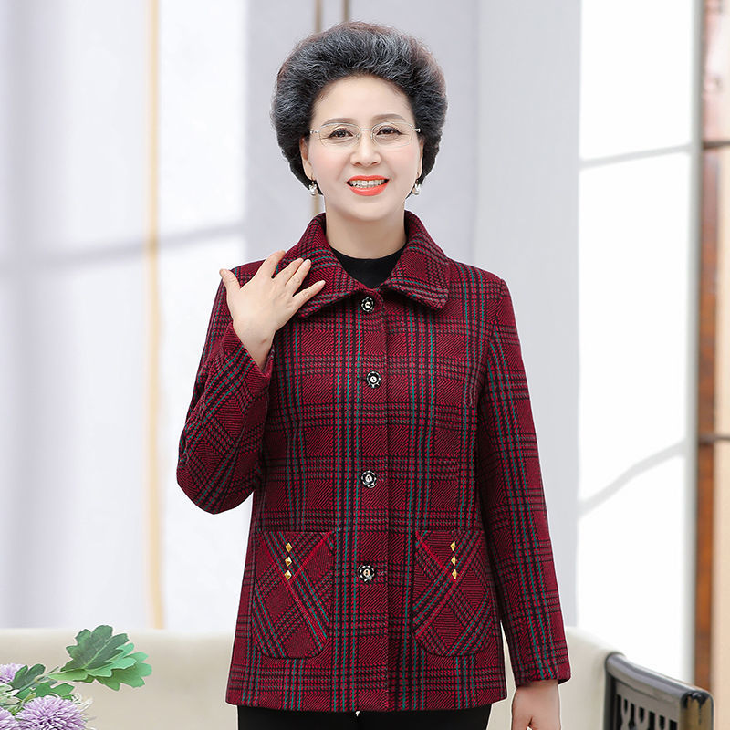 zp495-Women's Fall Classic Plaid Print Jacket