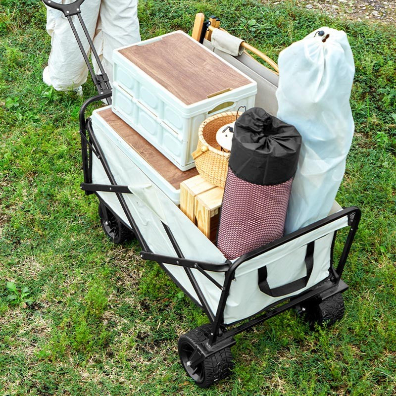 Camping hand push outdoor folding cart + carbon steel large table
