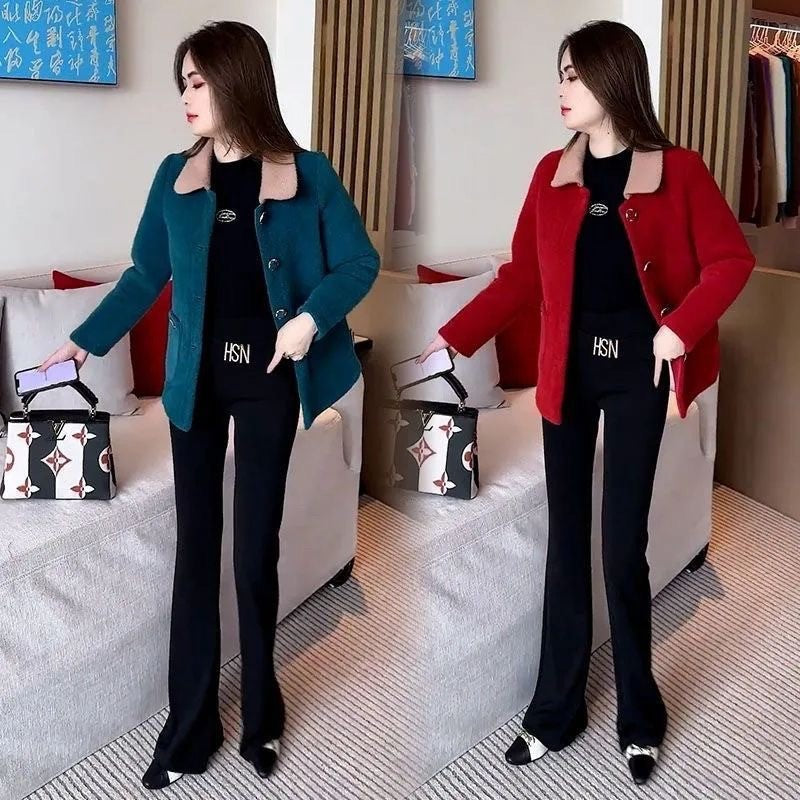 zp501-Women's autumn thickened velvet coat