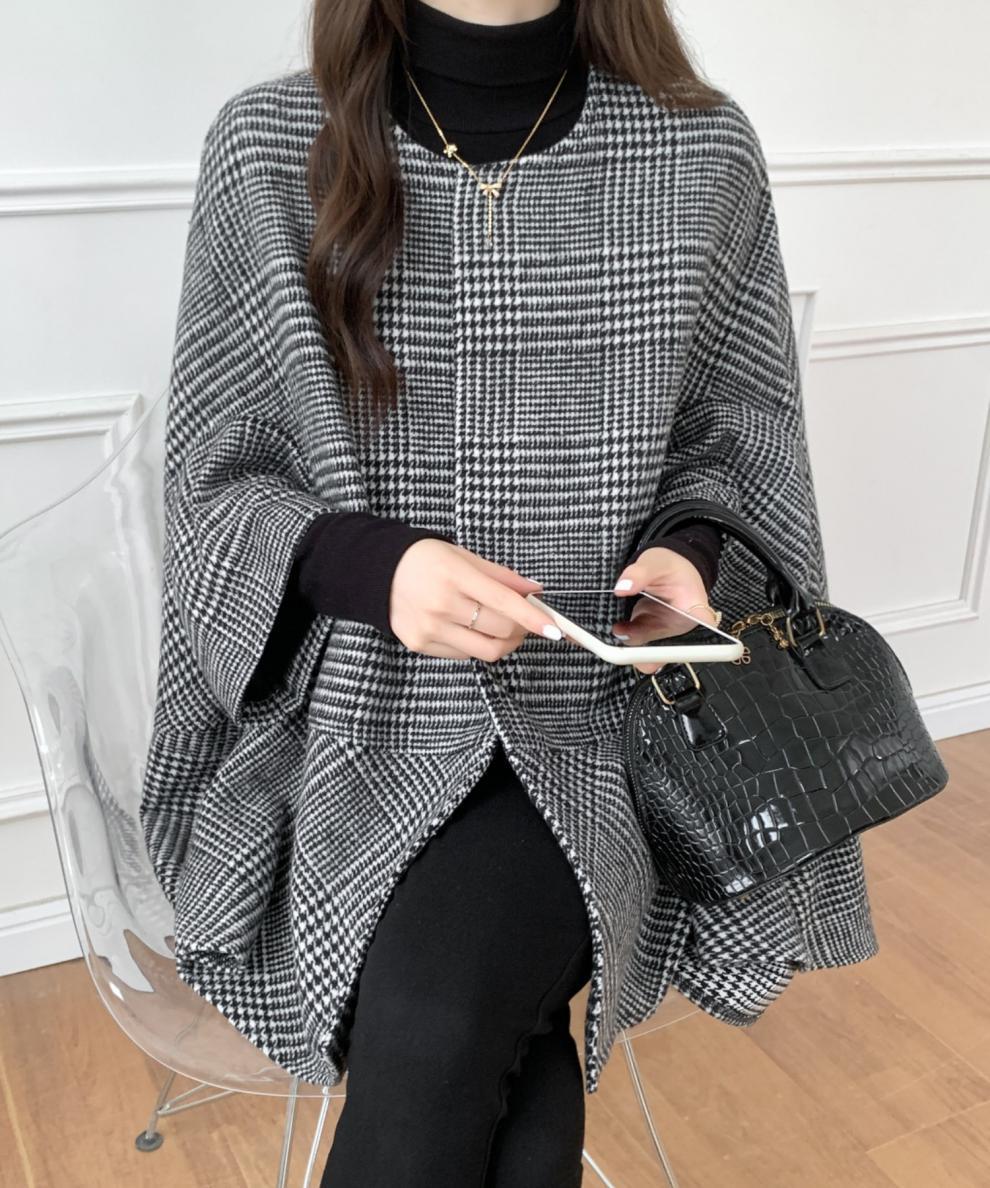 Women's loose woolen cape coat