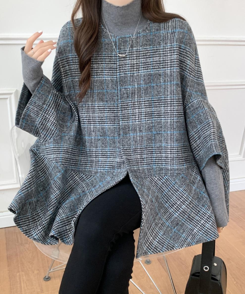 Women's loose woolen cape coat