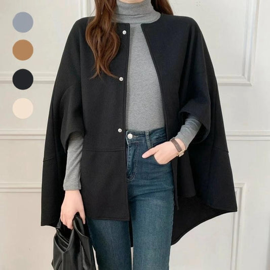 Women's loose woolen cape coat