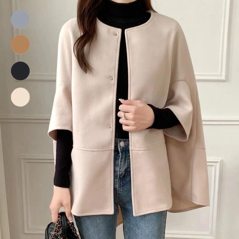 Women's loose woolen cape coat