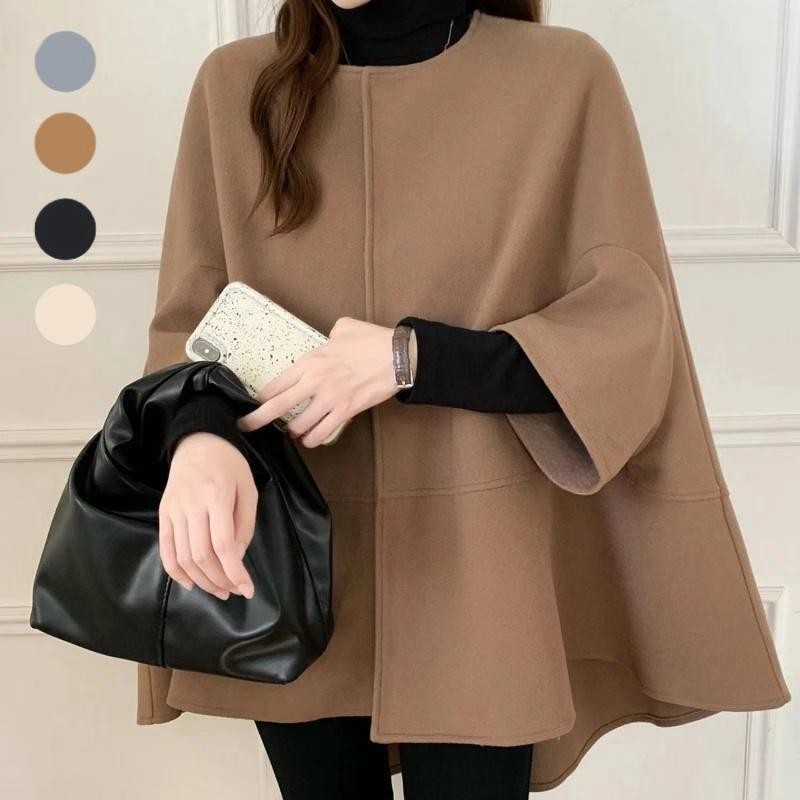 Women's loose woolen cape coat