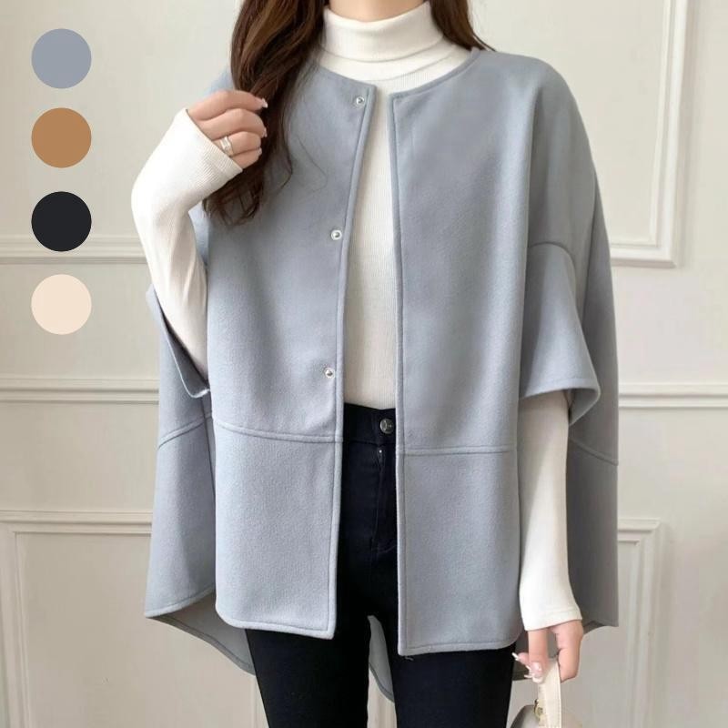 Women's loose woolen cape coat