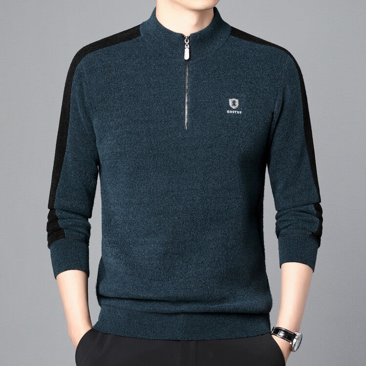 Men's casual long sleeve fleece sweater