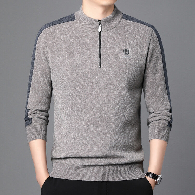 Men's casual long sleeve fleece sweater