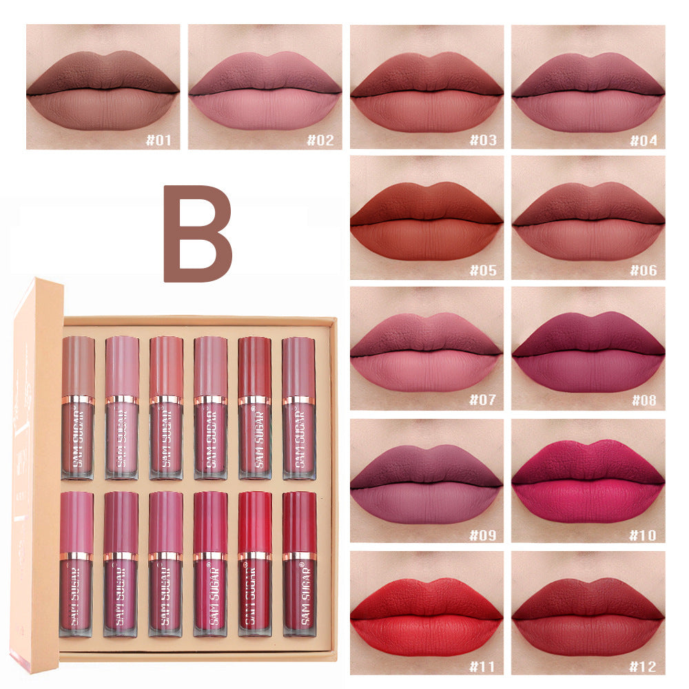 12 colors new matte velvet lip glaze-شراء واحدة احصل على واحدة مجانية