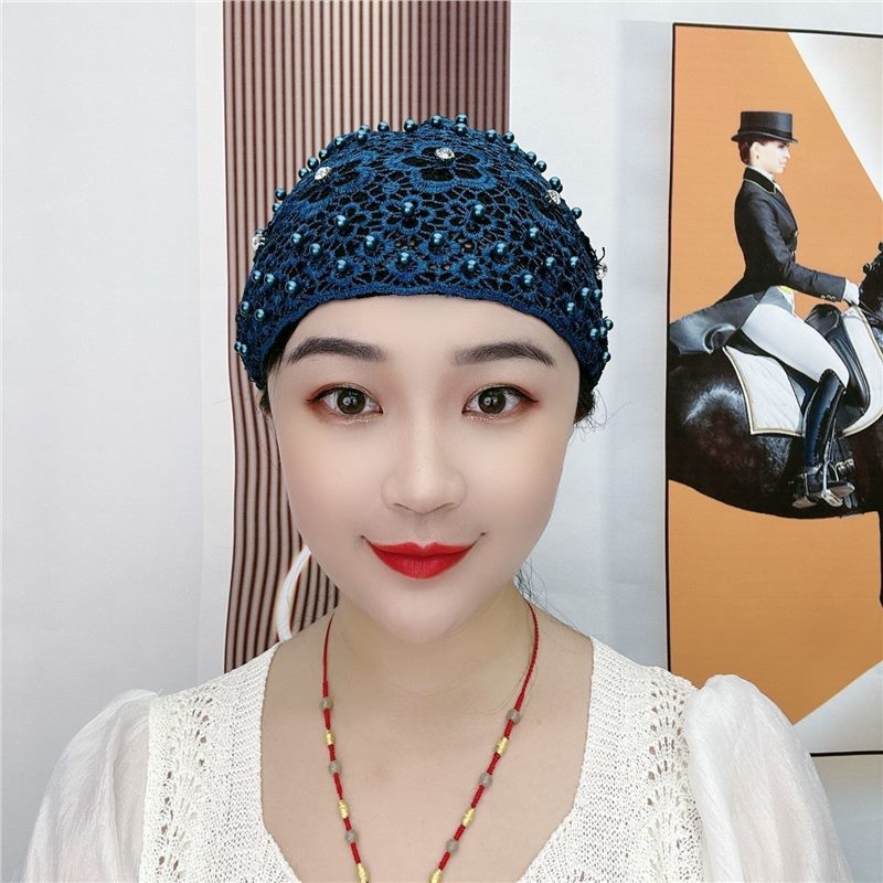 ae822-Summer Women's Fashionable Beaded Flower Hat