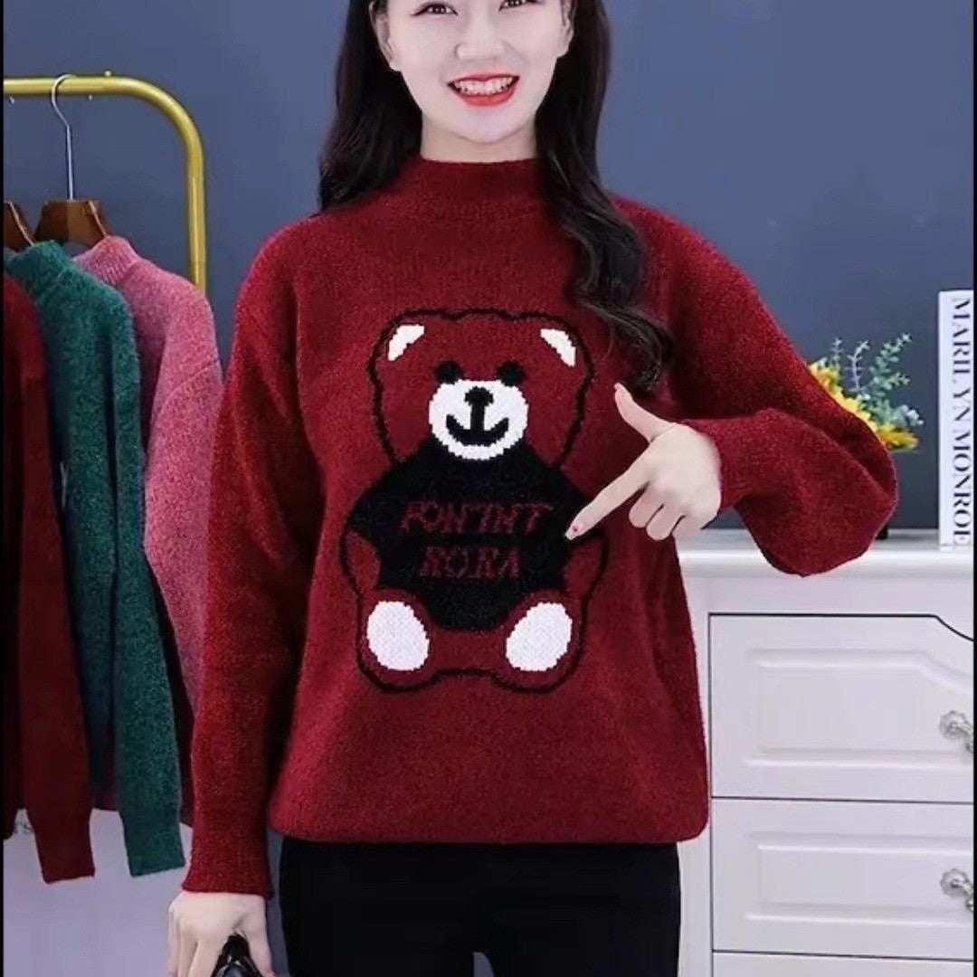 ae829-Fashionable loose thickened fleece sweater for women