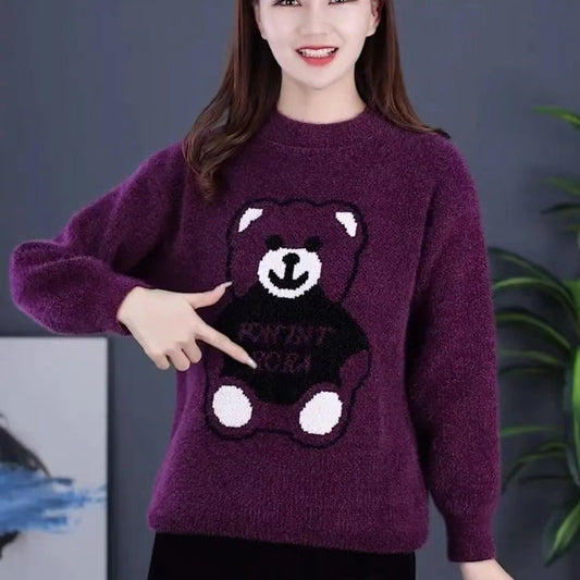 ae829-Fashionable loose thickened fleece sweater for women