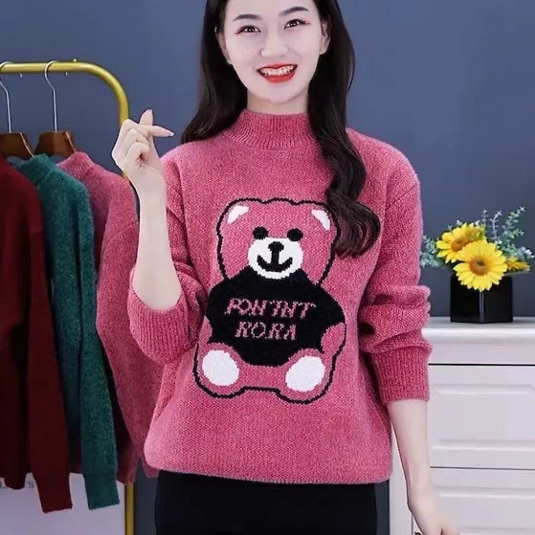 ae829-Fashionable loose thickened fleece sweater for women