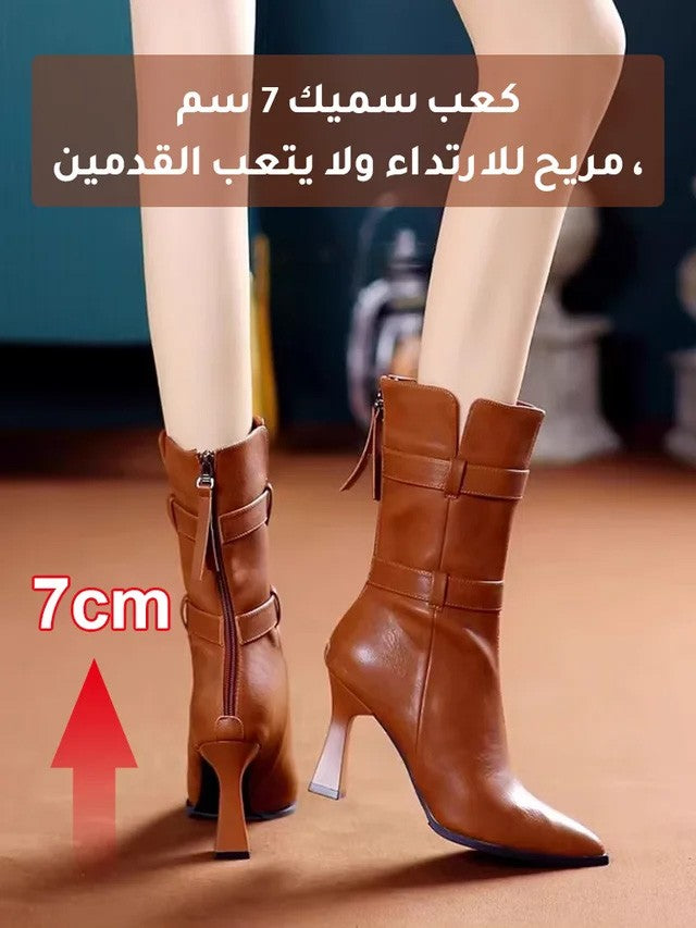 Fashionable women's mid-calf boots