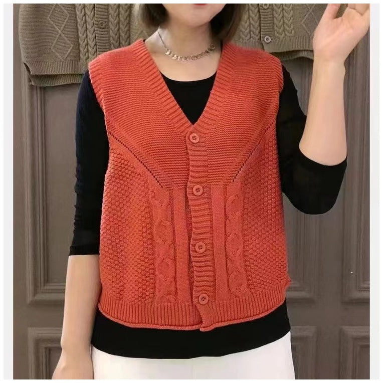 ae830-Ladies Casual Solid Color Knitted Vest