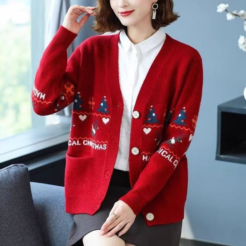 Women's autumn and winter fashion cardigan sweater