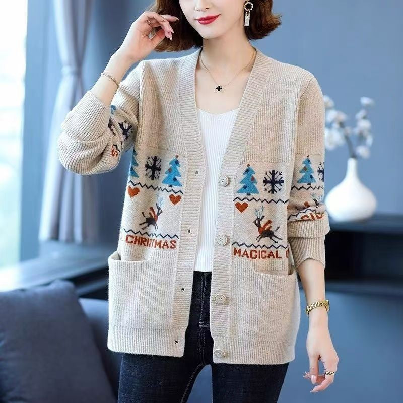 Women's autumn and winter fashion cardigan sweater