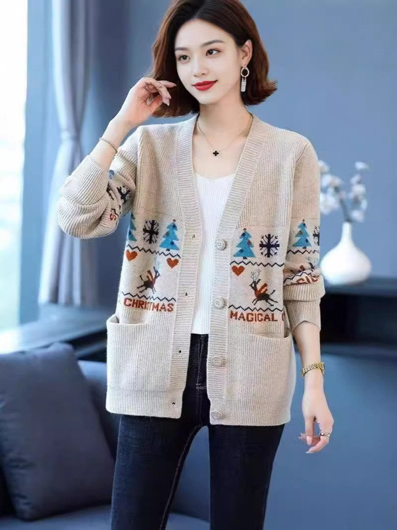 Women's autumn and winter fashion cardigan sweater