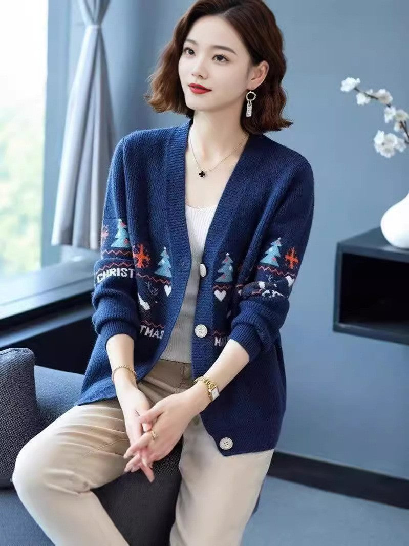 Women's autumn and winter fashion cardigan sweater