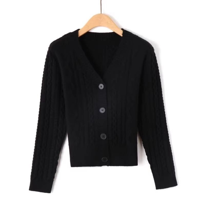 ae833-Ladies new jacquard slim sweater jacket